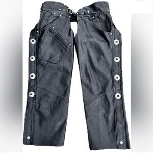 Harley-Davidson Classic Black Leather Biker Chaps Size XXL